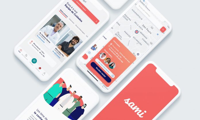 Telas do aplicativo para os membros do plano de saúde digital da Sami