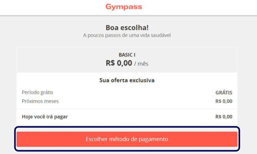 Mesmo sem custos para utilizar o Gympass no primeiro ano, é necessário cadastrar um cartão de crédito válido para completar sua adesão.